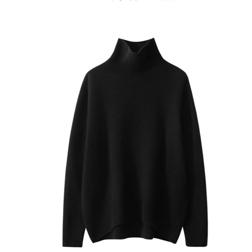 Pull Femme Minimaliste à Col Roulé en Laine Épais